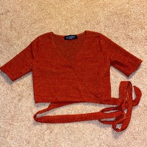 Orange Wrap Crop Top
